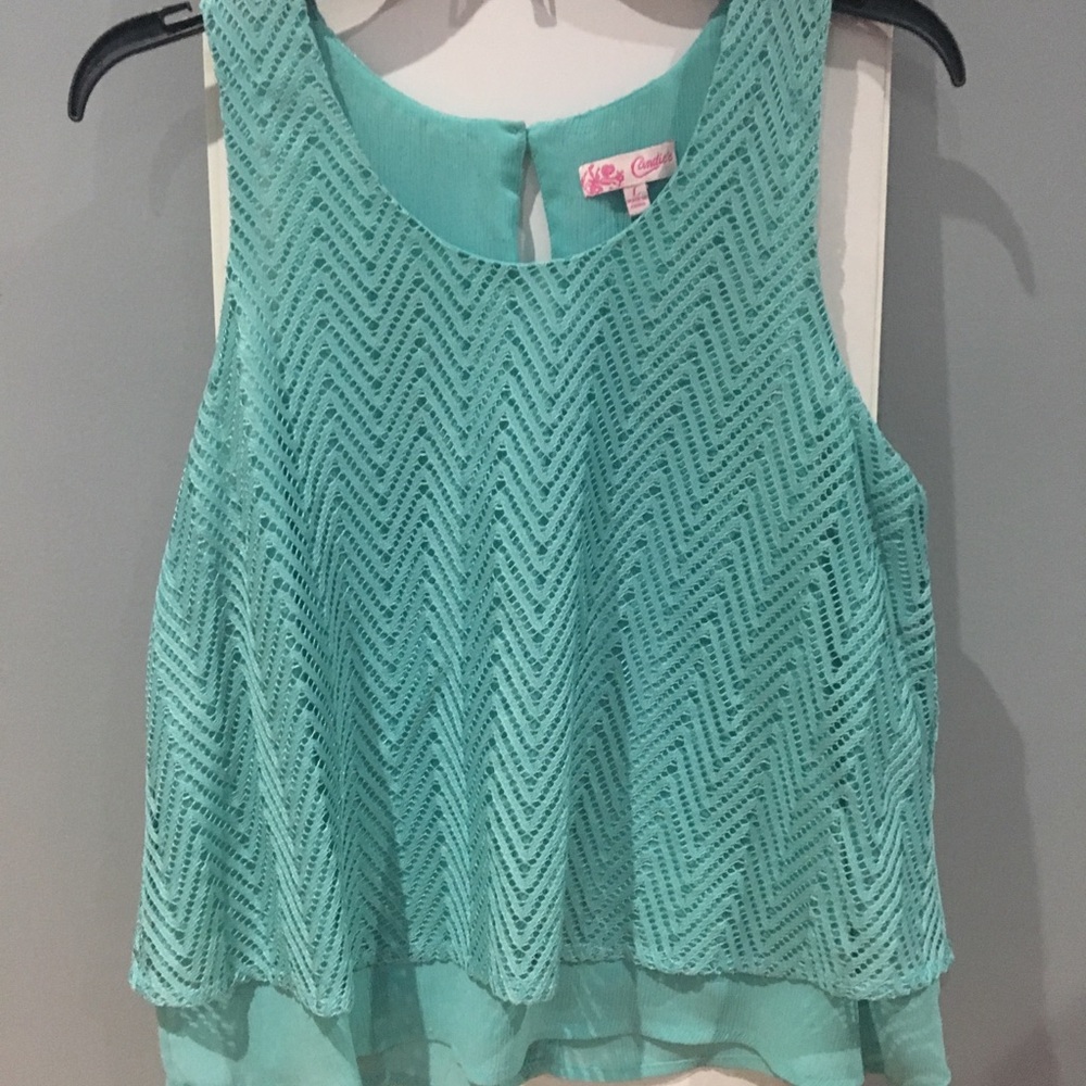 Teal zigzag blouse